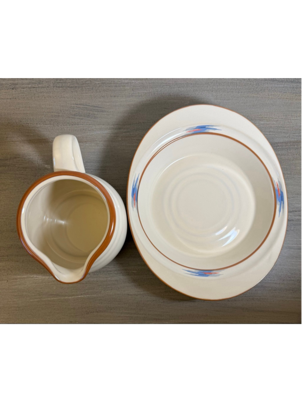 vintage Noritake Stoneware Raindance (Pattern #8675) gravy boat underplate bowl - Picture 3 of 11